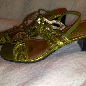 Creamy Metallic Green Heels